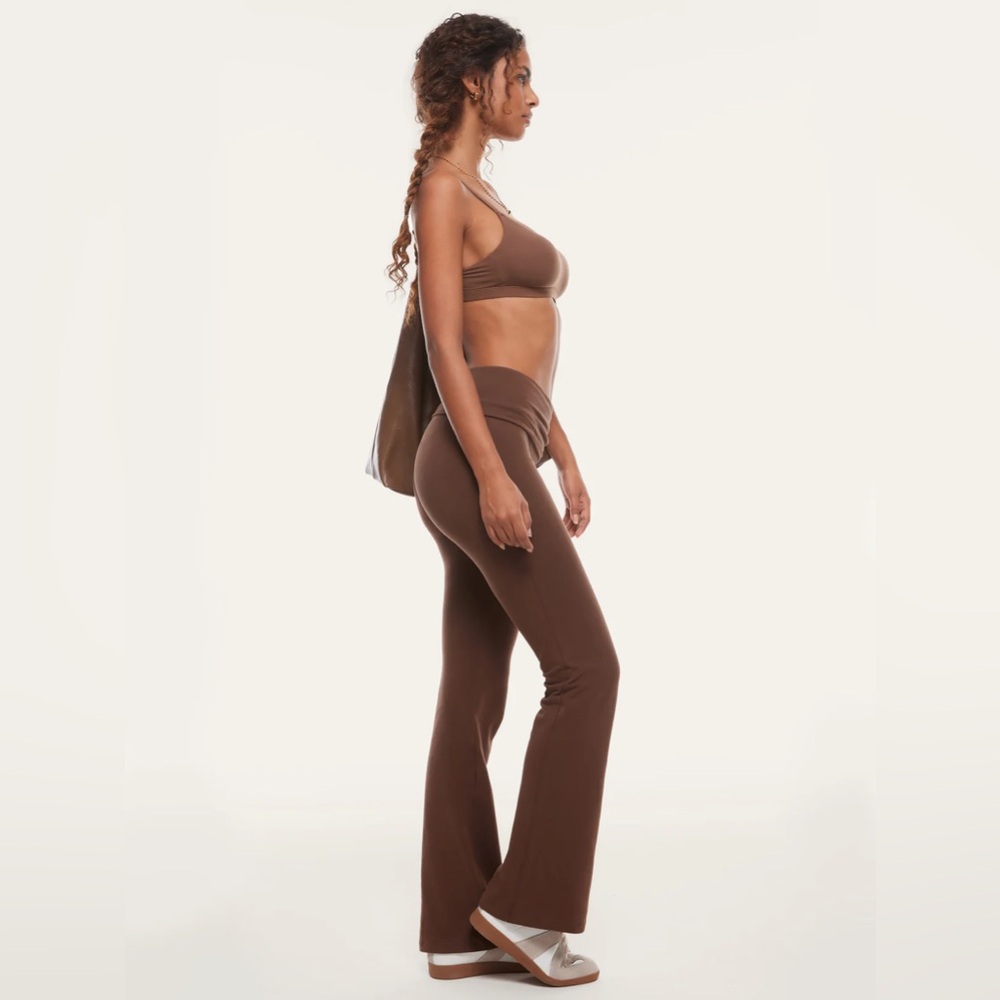 Brown Yoga pants fold over flare leggings